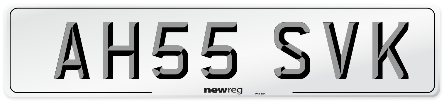 AH55 SVK Number Plate from New Reg